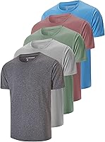 AKAWOOKO 5 Pack Men's Dry Fit T-Shirts - Moisture Wicking Athletic Workout Tees for Running Gym Short Sleeve