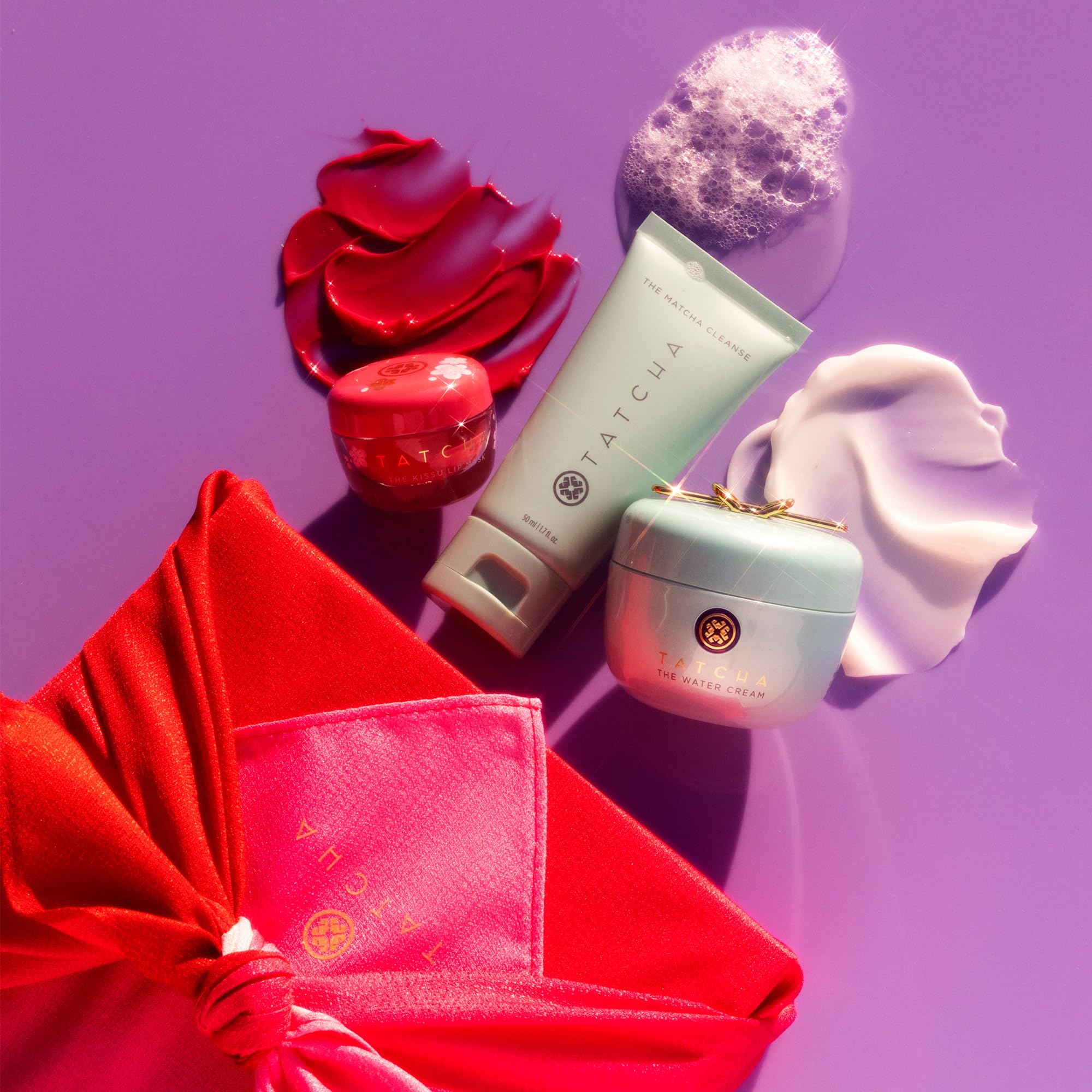 TATCHA Pure Pores, Lush Lips Set | The Matcha Cleanse, The Water Cream, & The Limited-Edition Kissu Lip Mask: Plum Blossom ($119 value)