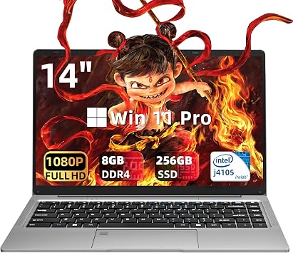 14 inch FHD Business Laptop, 8GB DDR4 RAM, 256GB SSD, Celeron J4125,Lightweight Portable Computer for Work, Study & Travel, Gray