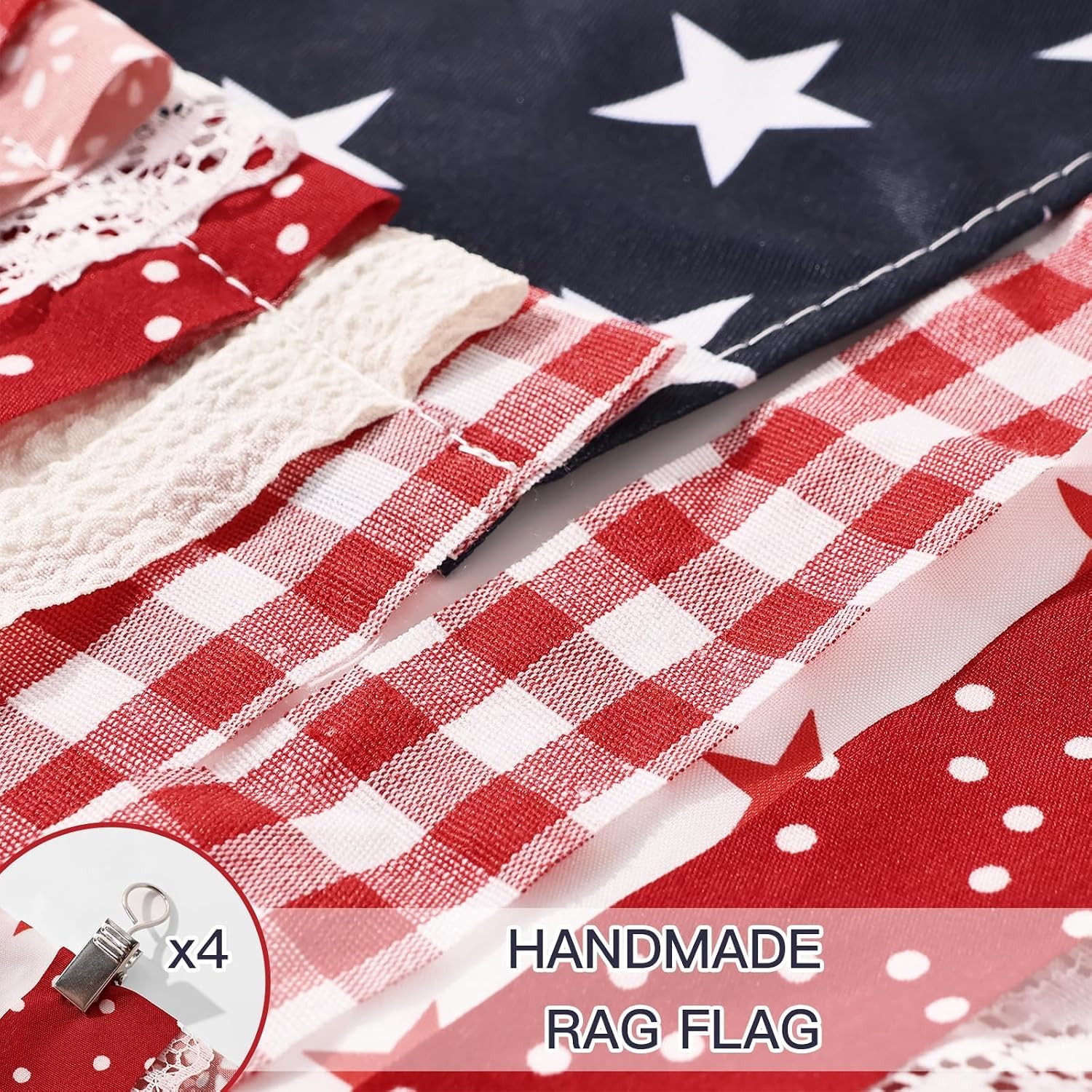 4th of July Decorations, Retro Boho American Flag Banner for Home Party Supplies, Vintage Fourth of July Independence Memorial Day Decor for 250th Anniversary Celebration Door Wall Outdoor Indoor