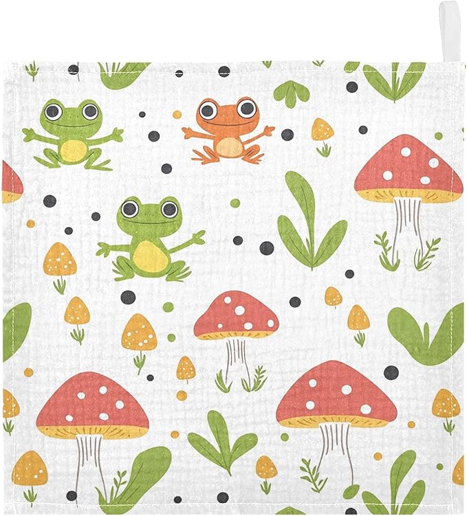 vvfelixl Baby Muslin Washcloths Frog Mushroom Cartoon Baby
