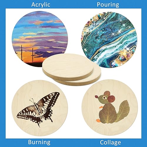 Miniatura 18 de Falling in Art Kit de paneles de lona de madera de abedul redondos sin terminar, 2 paquetes de 12 pulgadas de estudio de 3/4 pulgadas de profundidad
