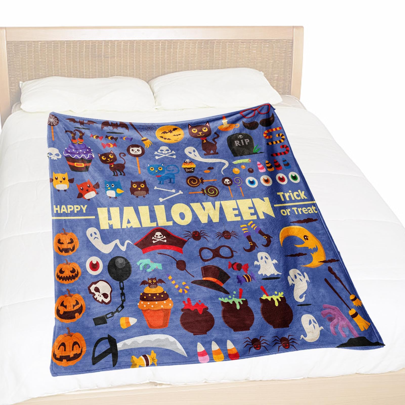 Couverture portable d'Halloween jet flanelle pelucheuse pour lit et canapé