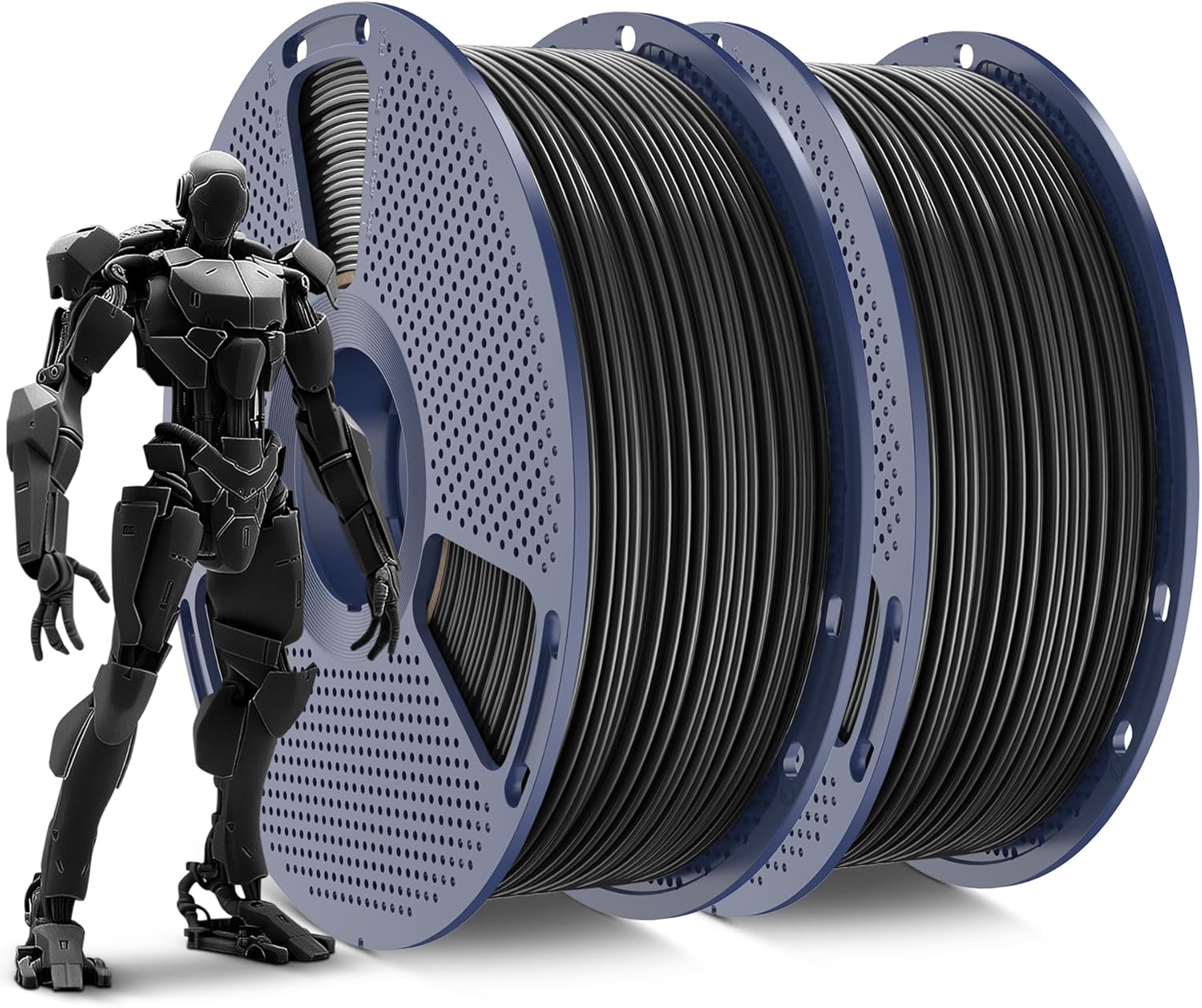 SUNLU ABS Filament 1.75mm 3D Printer Filament, Strong and Durable, Heat Resistance, Excellent Toughness, Individually Vacuum Packed, 2kg in Total, 1kg per Spool, Pack of 2, Black+Black