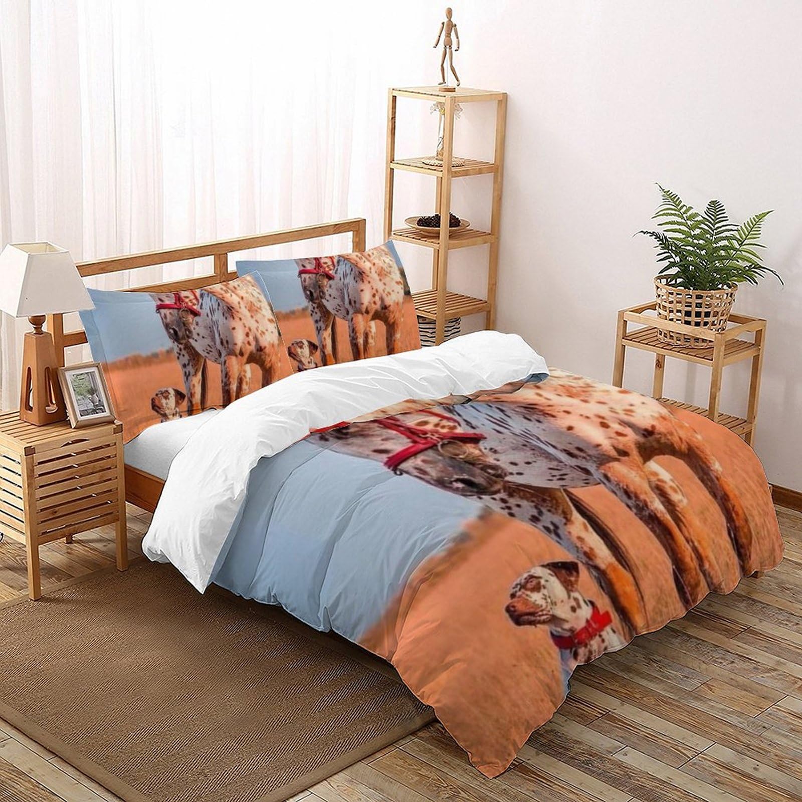 Housse de couette imprimé 3D animaux en microfibre ultra douce 220x240 pour garçon