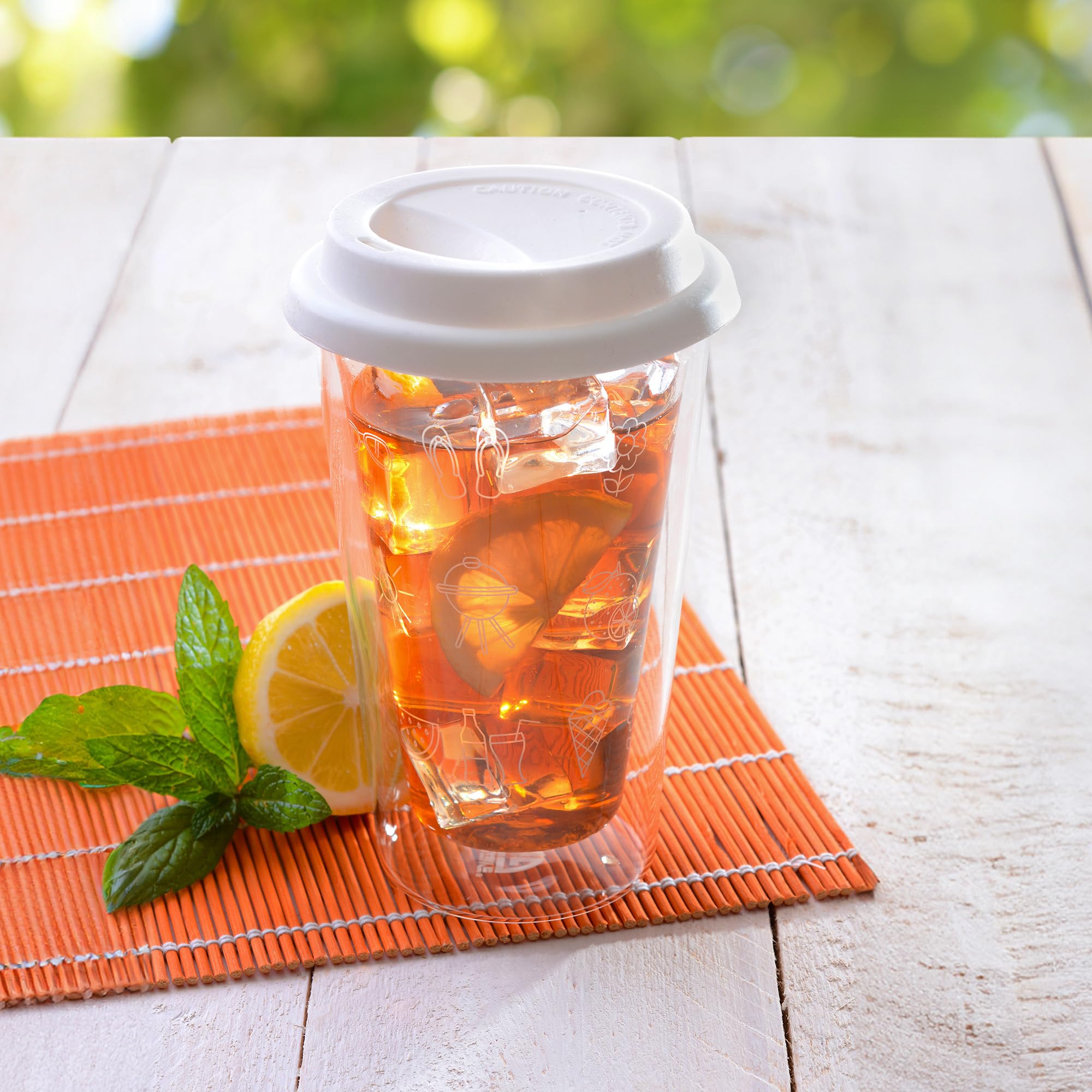 GRÄWE Thermoglas, Thermobecher, Trinkglas aus Borosilikat-Glas, Doppelwandiger Becher, 300 ml, spülmaschinengeeignet, für Heiß und Kalt, mit To-Go-Deckel, Weiß Küche, Haushalt & Wohnen
