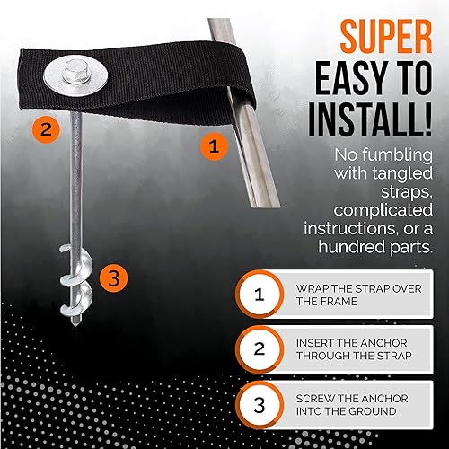 Miniatura 3 de Anclajes de trampolín de alta resistencia - Juego de 4 piezas de 12 pulgadas - Kit de anclaje de trampolín - Estacas de trampolín anclajes de viento