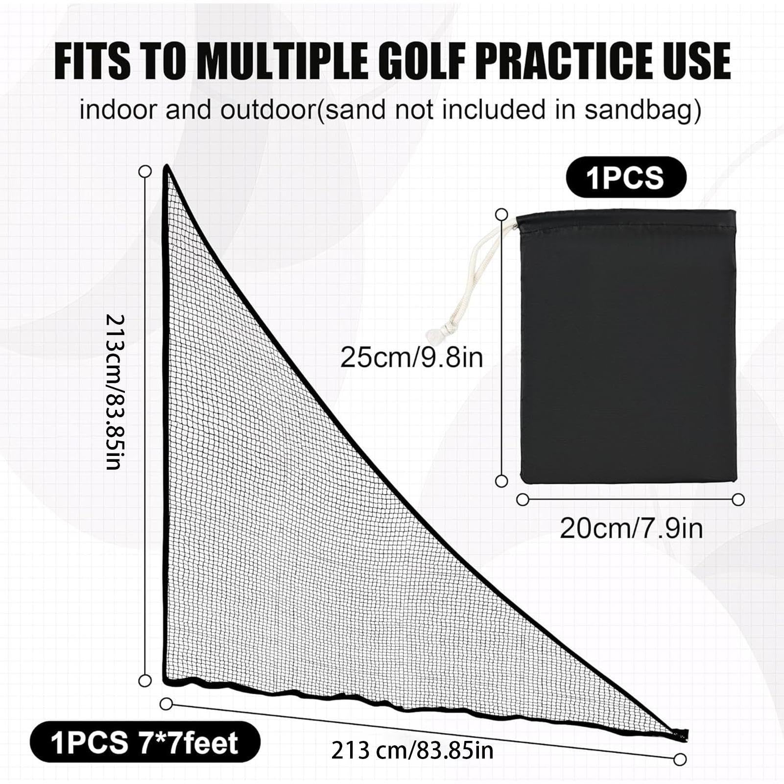 Golf Shank Net Attachment, Golf Shank Net Indoor, Golf Hitting Barrier Net, Sports Practice Net for Golf, Indoor Golf Net with Sandbag, Multi-Sport Practice Net, Golf Hitting Net for Home Use,