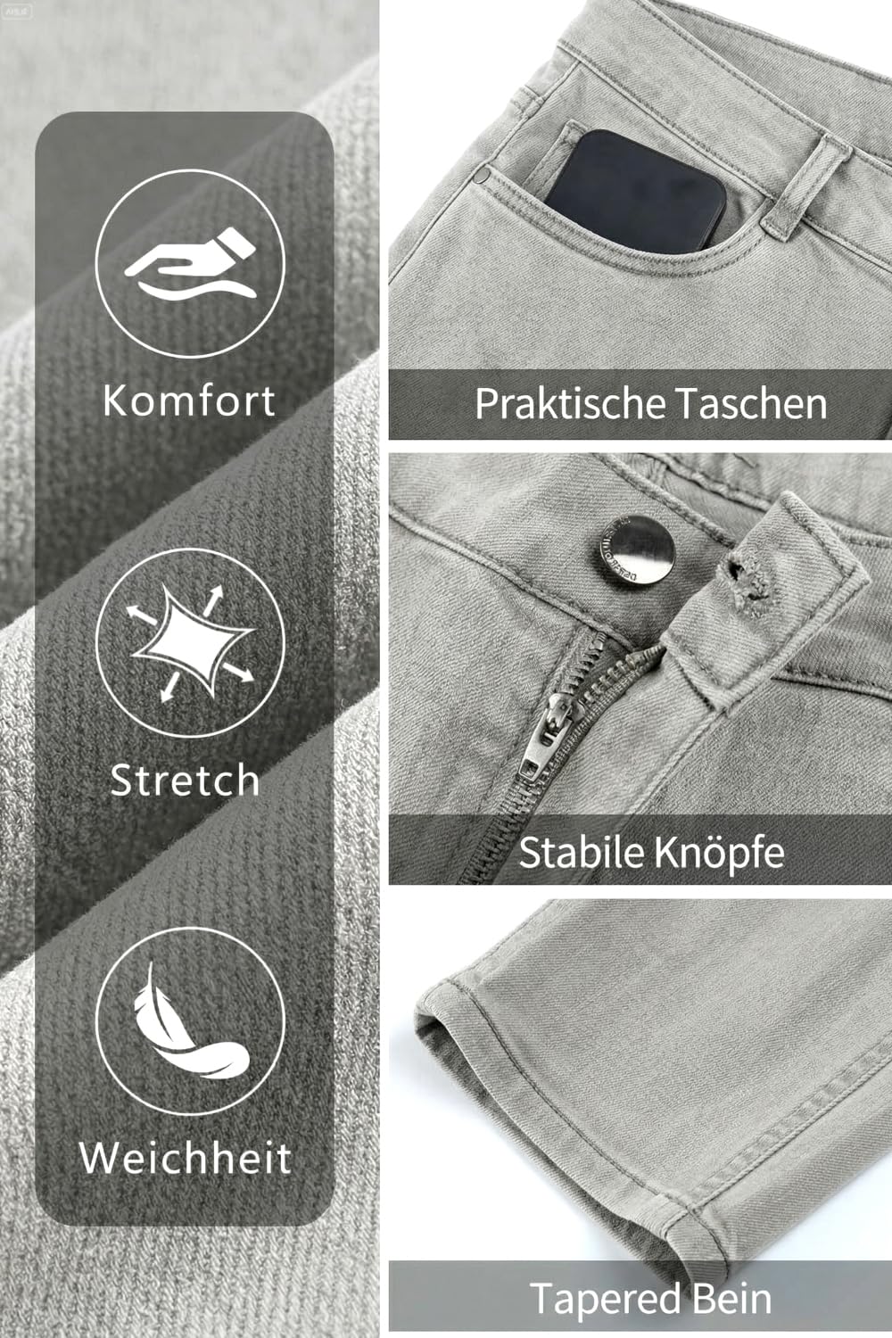 GINGTTO Jeans Hombre Slim Pantalones Elástico Stretch Denim Jeans