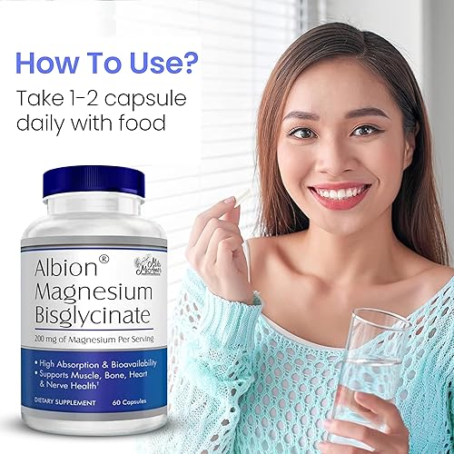 Miniatura 6 de MilaMiAmor Albion Bisglicinato de Magnesio  Magnesio Quelatado altamente absorbible para músculos, nervios, relajación y apoyo al sueño  Suave para