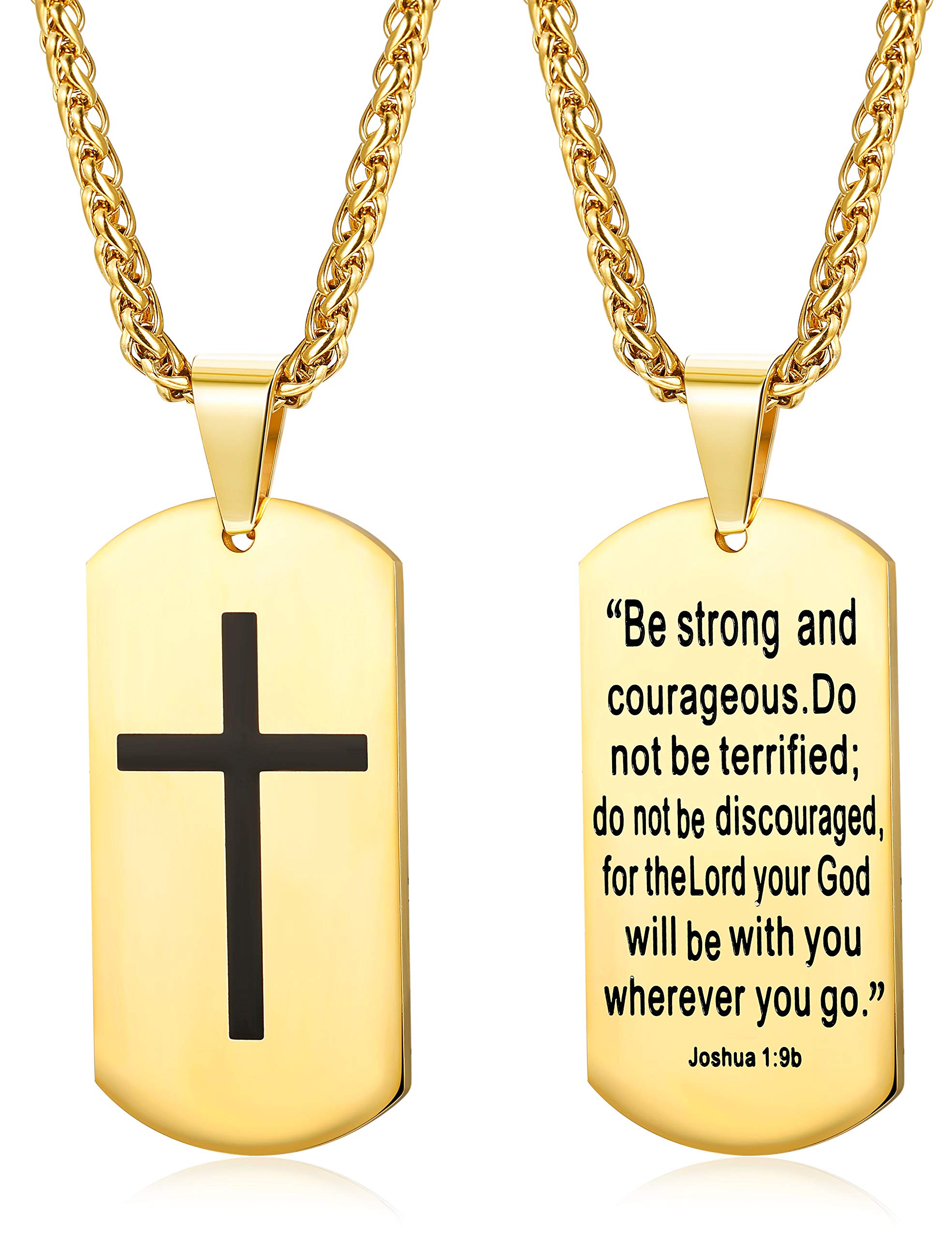 Stainless Steel Cross Dog Tag Necklace for Men Boys Necklace Chain Engraved  Bible Letter, Christian Jewelry Baptism Gift