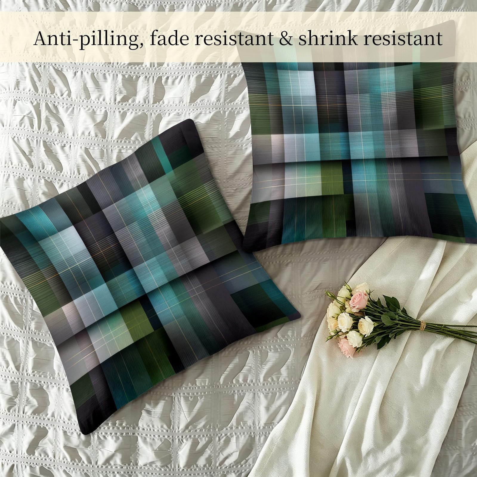Sommerdecke ohne bezug 155x220 cm Grau Minimalistisch Geometrisch Textur Antiallergisch Leichtsteppbett & Ganzjahresdecke - Waschbar mit 2 Kissenbezügen Modern Kariert Weiche und Atmungsaktive Wende