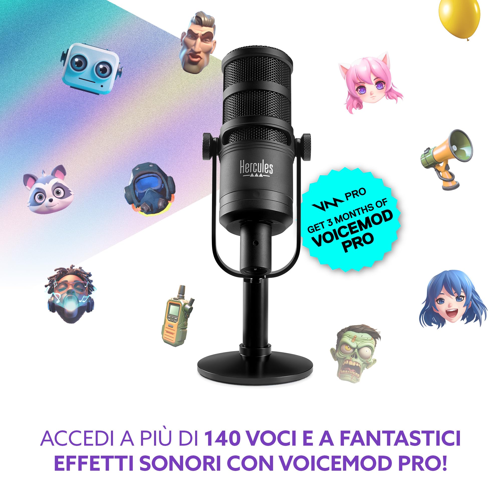 Hercules Stream Essentials Kit - Stream 200 + microfono XLR | Controller Stream 200 XLR con LCD 4,3 pollici, submix Creator/Audience, microfono XLR HXD-700, Voicemod Pro