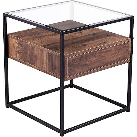 SEI Furniture Olivern End Table, Black, Natural