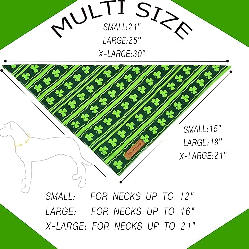 Miniatura 2 de Realeaf Paquete de 2 bandanas para perros del día de San Patricio bufanda reversible de trébol verde para mascotas para niños y niñas tela duradera