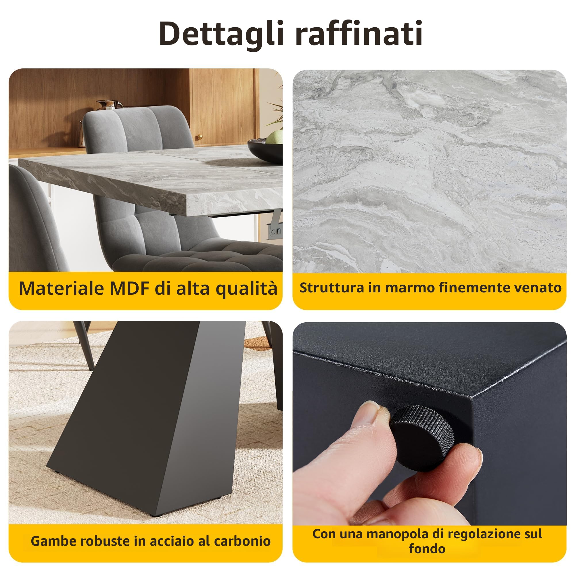 Tavolo da pranzo telescopico in stile moderno, tavolo rettangolare – allungabile da 99 cm a 159 cm, gambe in acciaio al carbonio extra forti – 99 x 74 cm (grigio + nero)