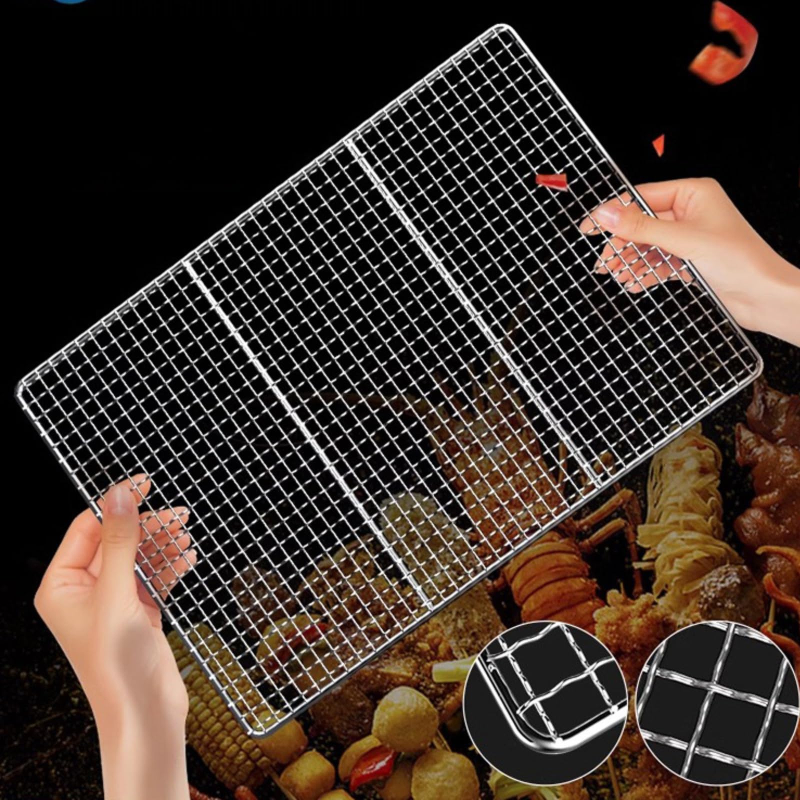Grill ze stali nierdzewnej, wytrzymały siatkowy ruszt do grilla, zapasowy grill na kemping, na zewnątrz, grill, piknik, akcesoria do gotowania