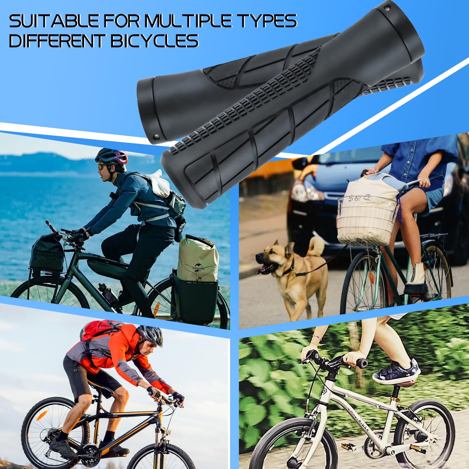 ZCYLPT Bike Handlebar Grips,Professional Mountain Bicycle Grips with Aluminum Lock Non-Slip Rubber Handle Grip for Bicycle MTB Cycling (047) - Image 4