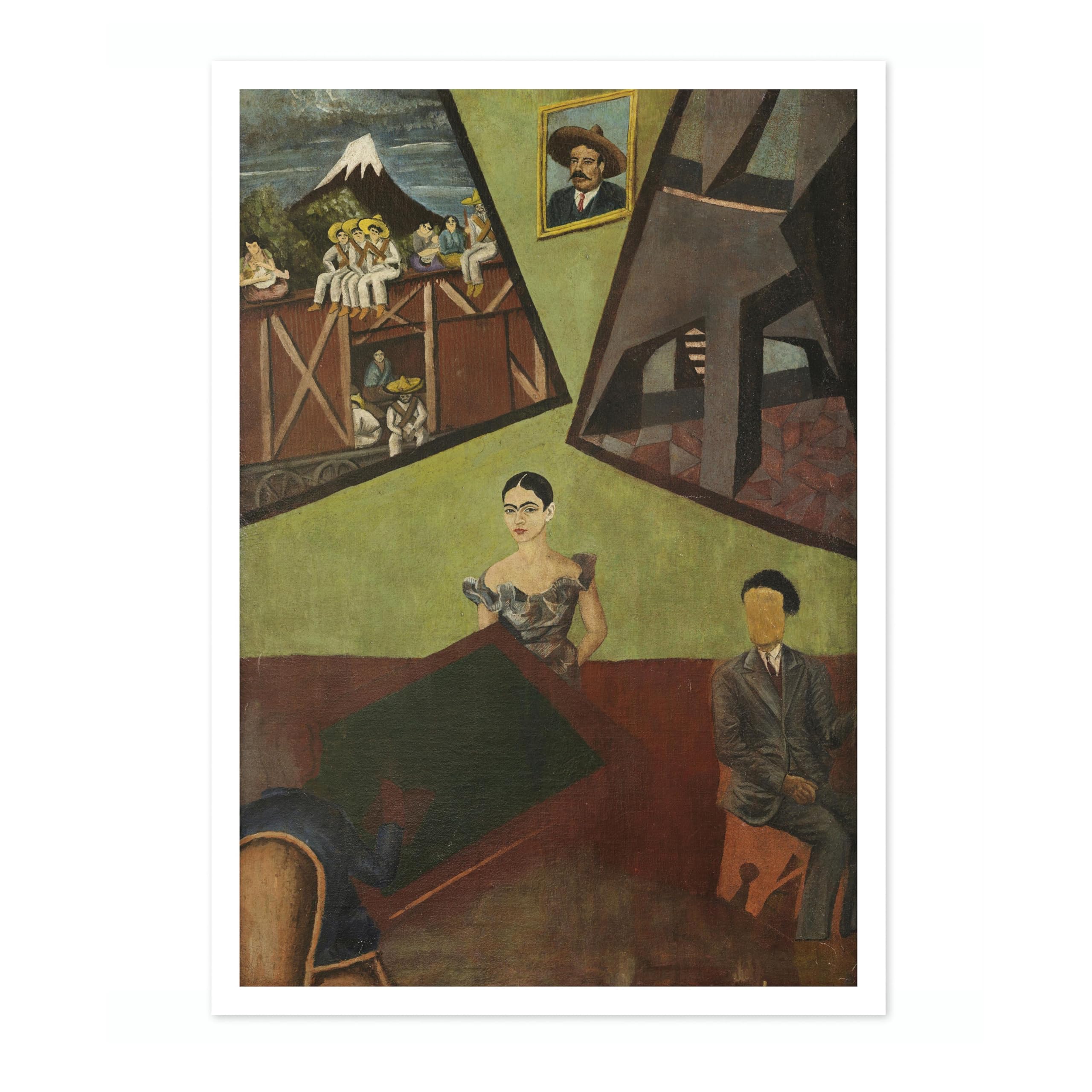 Pancho Villa And Adelita Frida Kahlo Poster, Classic Art Painting Print, Art Exhibition Neutral Wall Art, Vintage Minimalist Home Decor Picture, A2 (Print Only) - 59.4x42cm