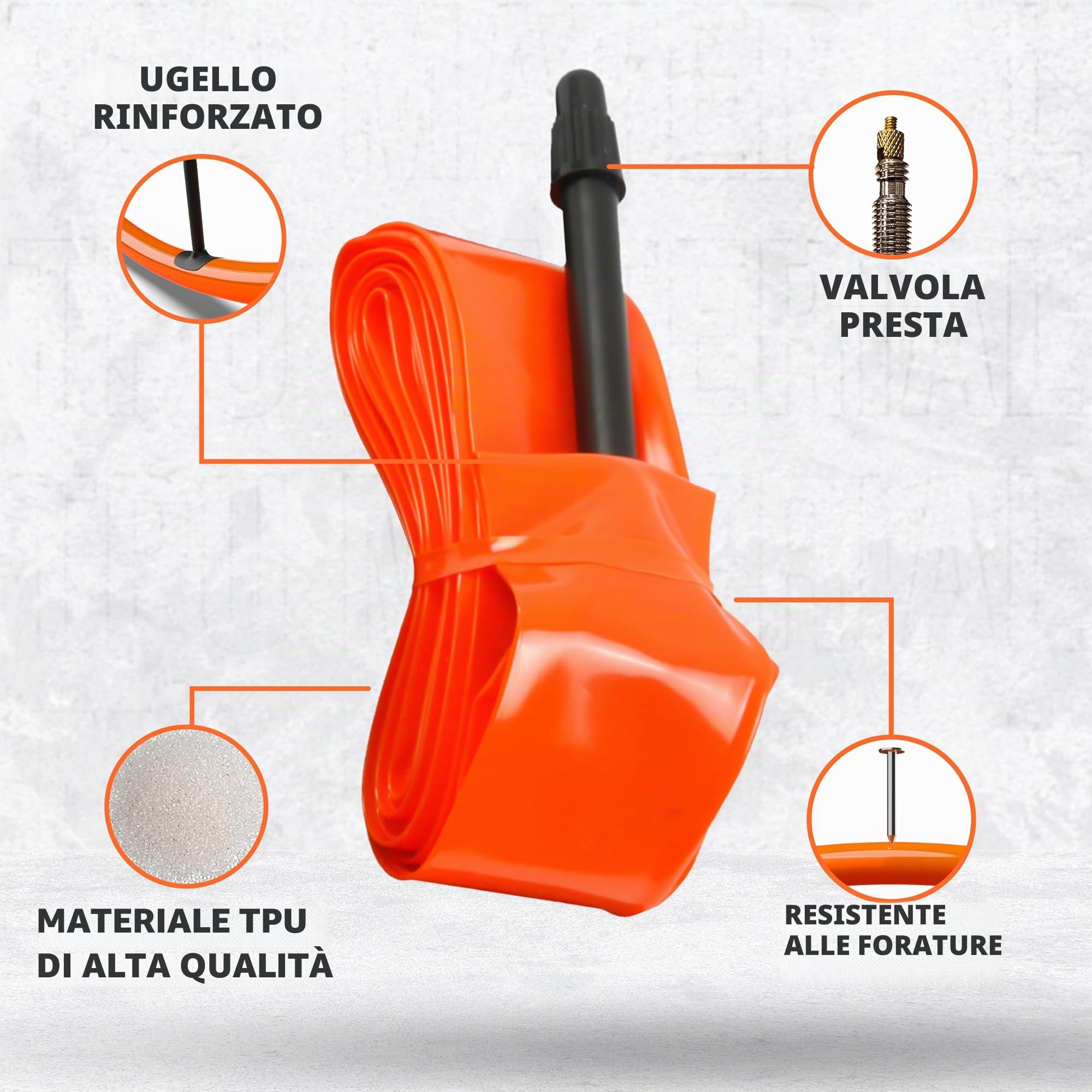 IMPALAPRO Camera d'aria TPU Bici da Corsa Ultraleggera 28g - Compatibile con Camera d'aria Bici da Corsa 700x18/23/25/28/30/32C Valvola Presta 45/65/85mm (TPU 2Pcs - Val 65mm)