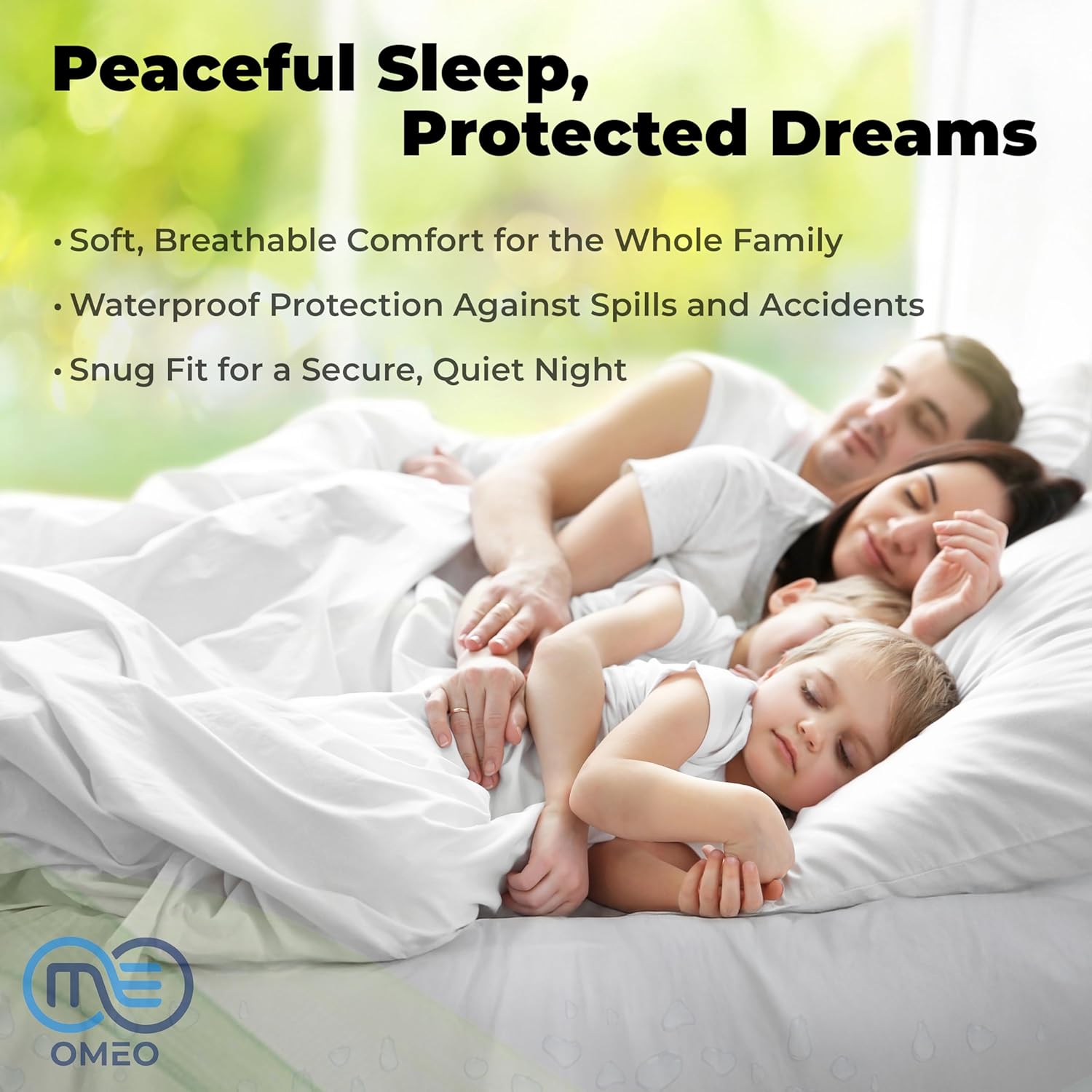 OMEO Waterproof Mattress Protector King Size Mattress Cover Protector Breathable Soft Machine Washable Cotton Mattress Cover for Bed