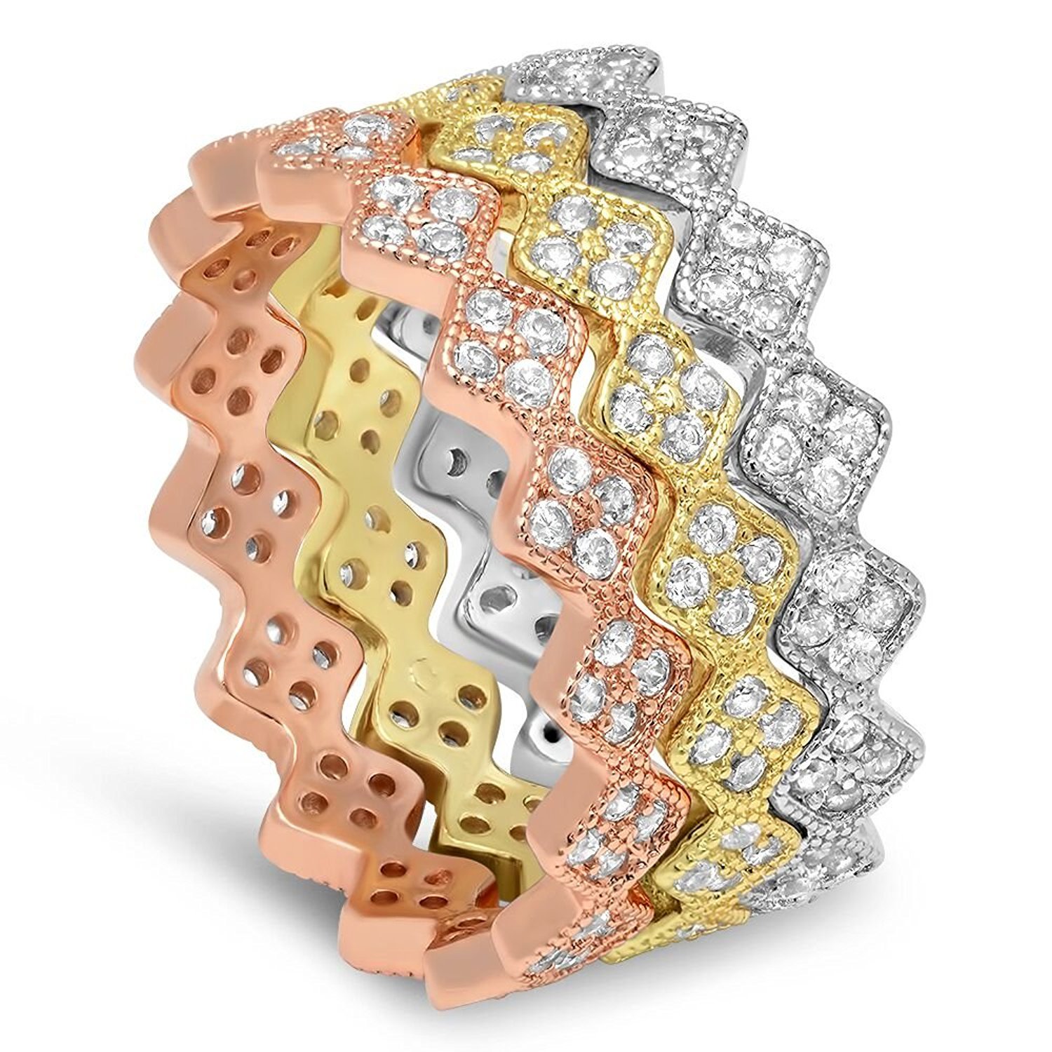 Mila BrunoCZ Diamond Stackable Tiara Ring