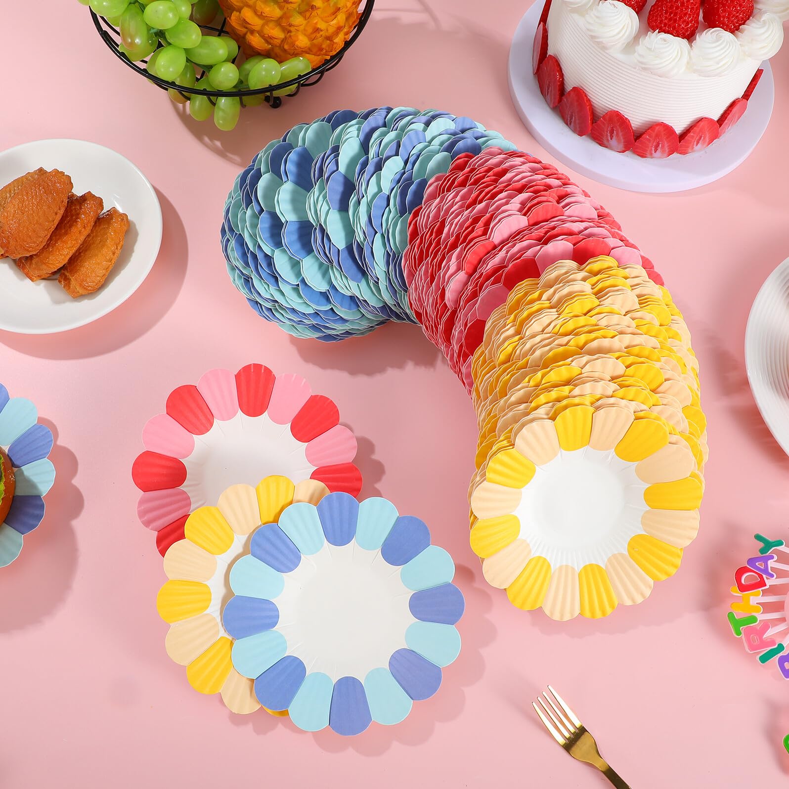 Hemobllo 150 Pezzi Piatti e Decorativi per Feste a Forma di Fiore di Carta Usa e Getta Resistente per Tavola Dessert e Snack