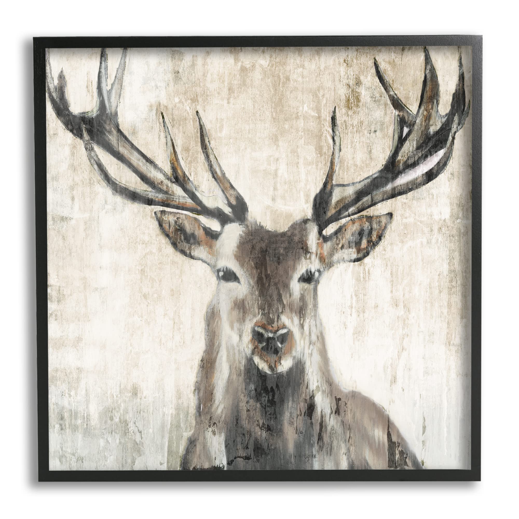 Stupell Industries Rustic Deer Elk Wildlife Portrait Framed Giclee Art