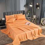 MCO Bedding King Bed Sheets Set - Bamboo Sheets - Cooling Breathable Bedding Set with 16" Deep Pocket (6 Pieces, King, Light Orange)