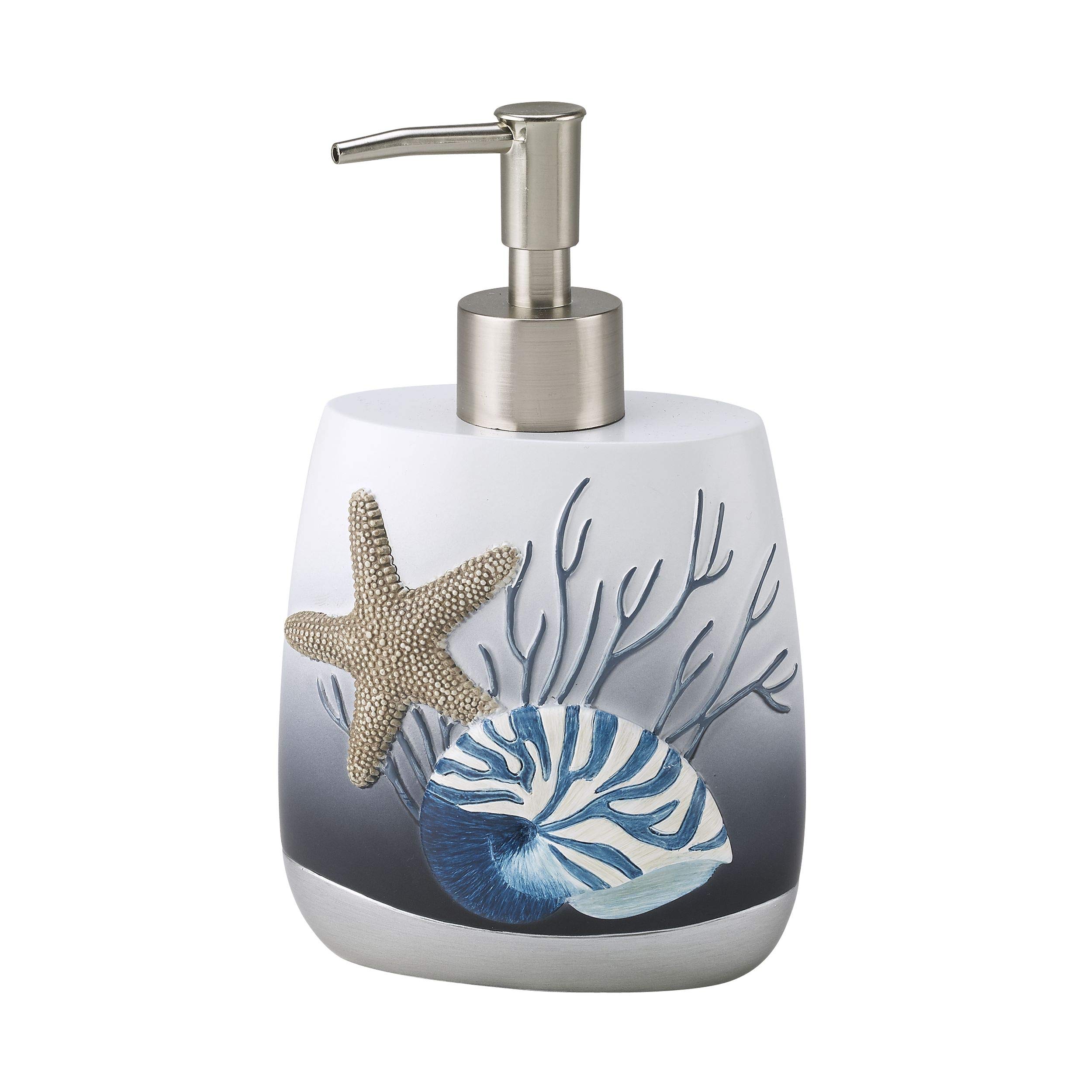 Avanti LinensSoap Dispenser/Lotion Pump, Resin Countertop Accessories, Oceanscape Inspired Bathroom Decor (Blue Lagoon Collection)