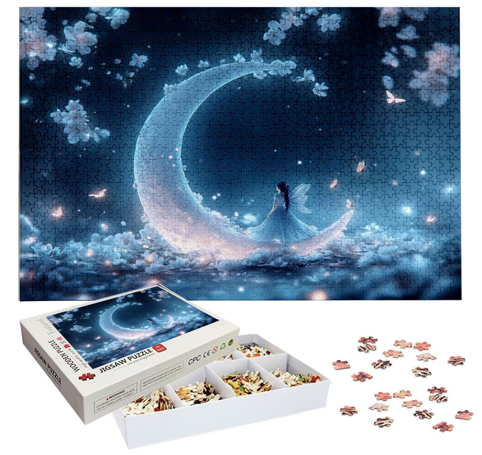 Puzzle 4000 sztuk dla dorosłych, puzzle księżyca 4000 sztuk sztuki dla dorosłych i młodzieży, rozmiar: 141 x 87 cm, Wymagające drewniane puzzle kwiatowe, puzzle na prezent dla kobiet i mężczyzn
