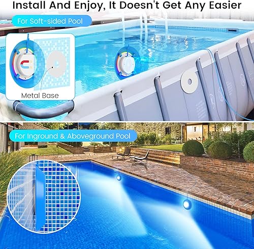 Miniatura 2 de LyLmLe Luces LED para piscina, luz sumergible magnética RGB inteligente de 20 W con control de aplicación, 800 lm regulable, IP68 impermeable 12 V
