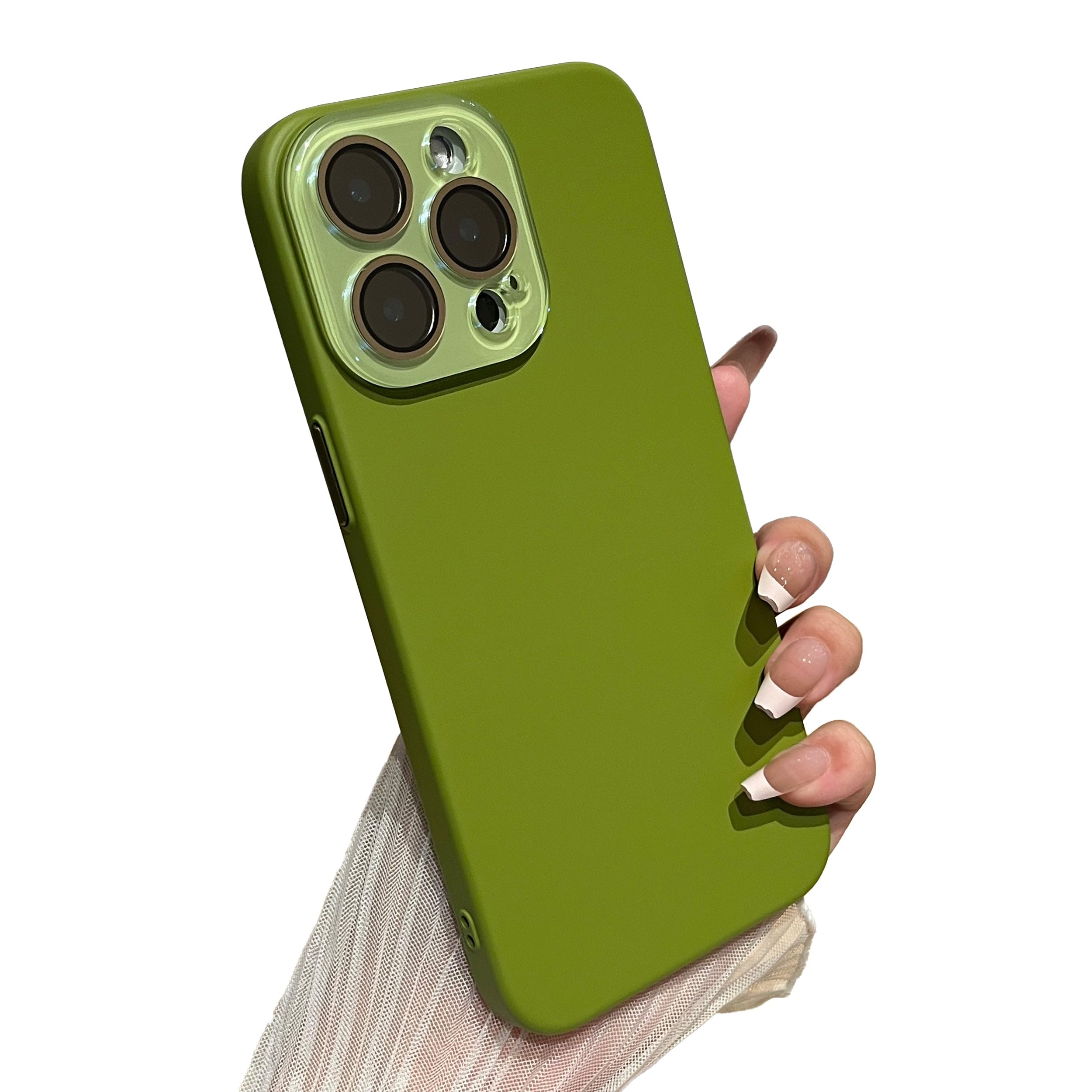 Caseative for iPhone 12 Pro Max Case,Solid Color Full Camera Lens Protection Phone Case (Green)