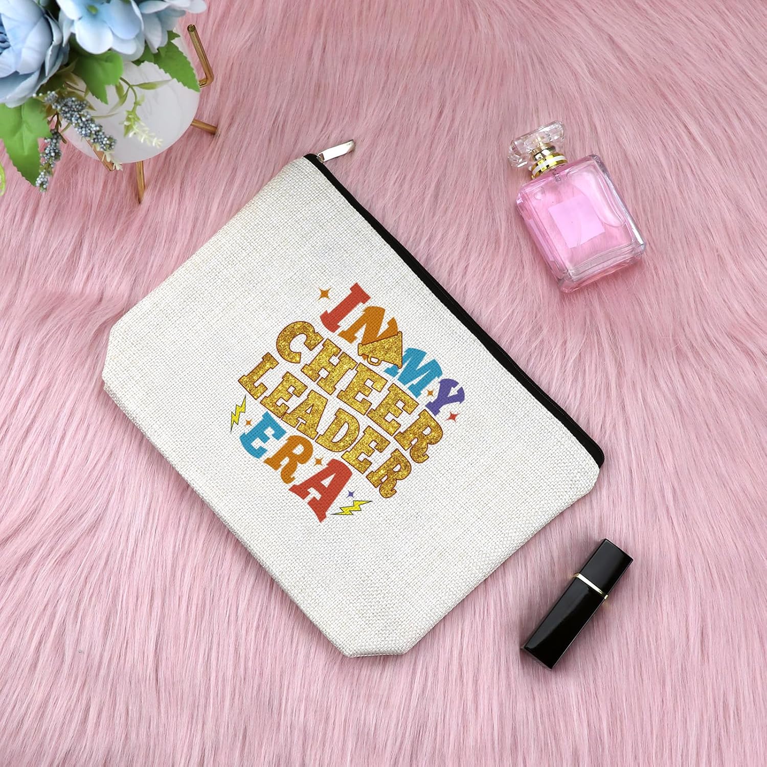 Cheerleader Gifts Makeup Bag Cheerleading Lover Gift for Women Cheer Leader Stuff for Daughter Friend Cosmetic Bag for Sports Fans Cheerleading Gift for Team Christmas Birthday Gifts for Cheerleader - Image 3