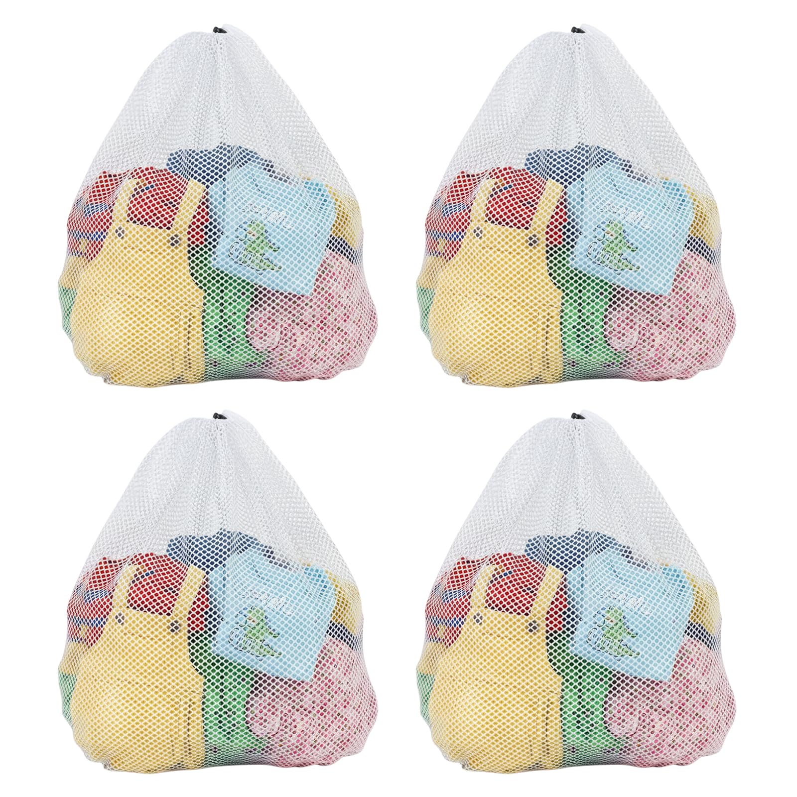 4 Pcs Laundry Bag Mesh with Drawstring, 30 X 40cm Reusable Mesh Laundry Bags for Washing Machine, White Net Bag for Delicates Home Travel Dormitory College
