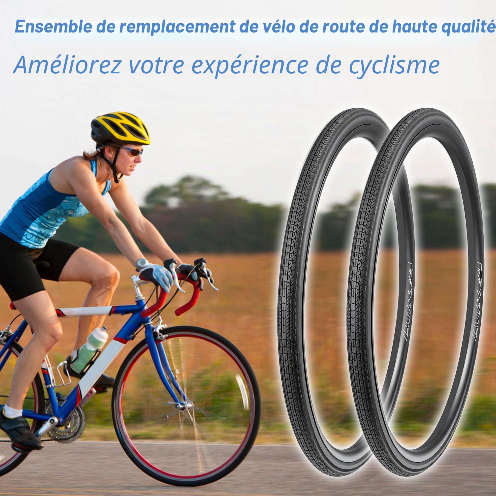 Lot de 2 pneus pliables pour vélo de route, 700 x 28/32/35c, avec valve Presta FV48 et levier, adaptés pour les vélos de route, vélos de ville, vélos de tourisme