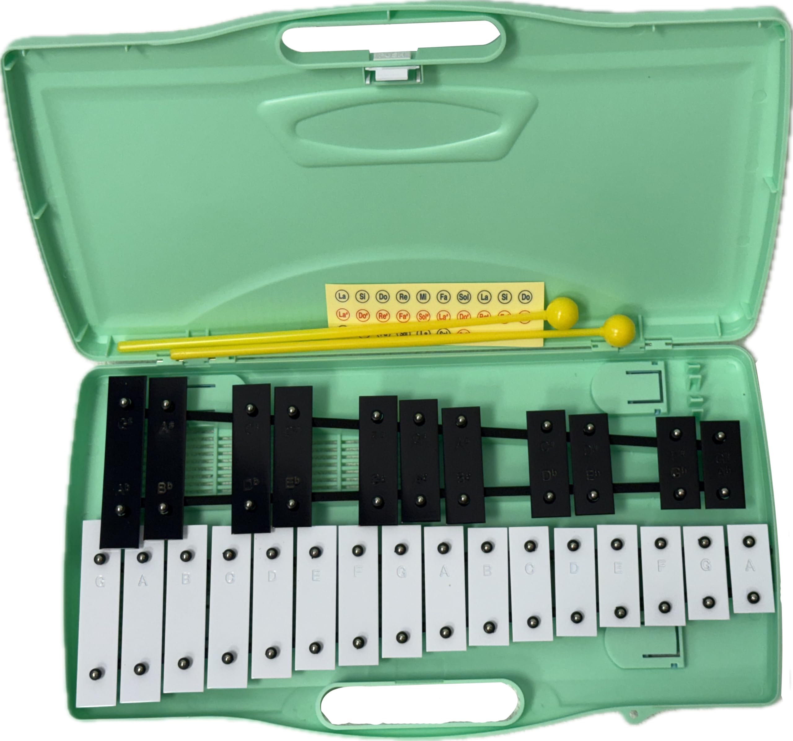 ROCKSTAR - Xilófono Glockenspiel Carrillón Metalofono Angel AG27NG Cromático, 27 Teclas Negras y Blancas con Estuche y Mazas. Para uso escolar ó domestico, Instrumento Musical Rítmico