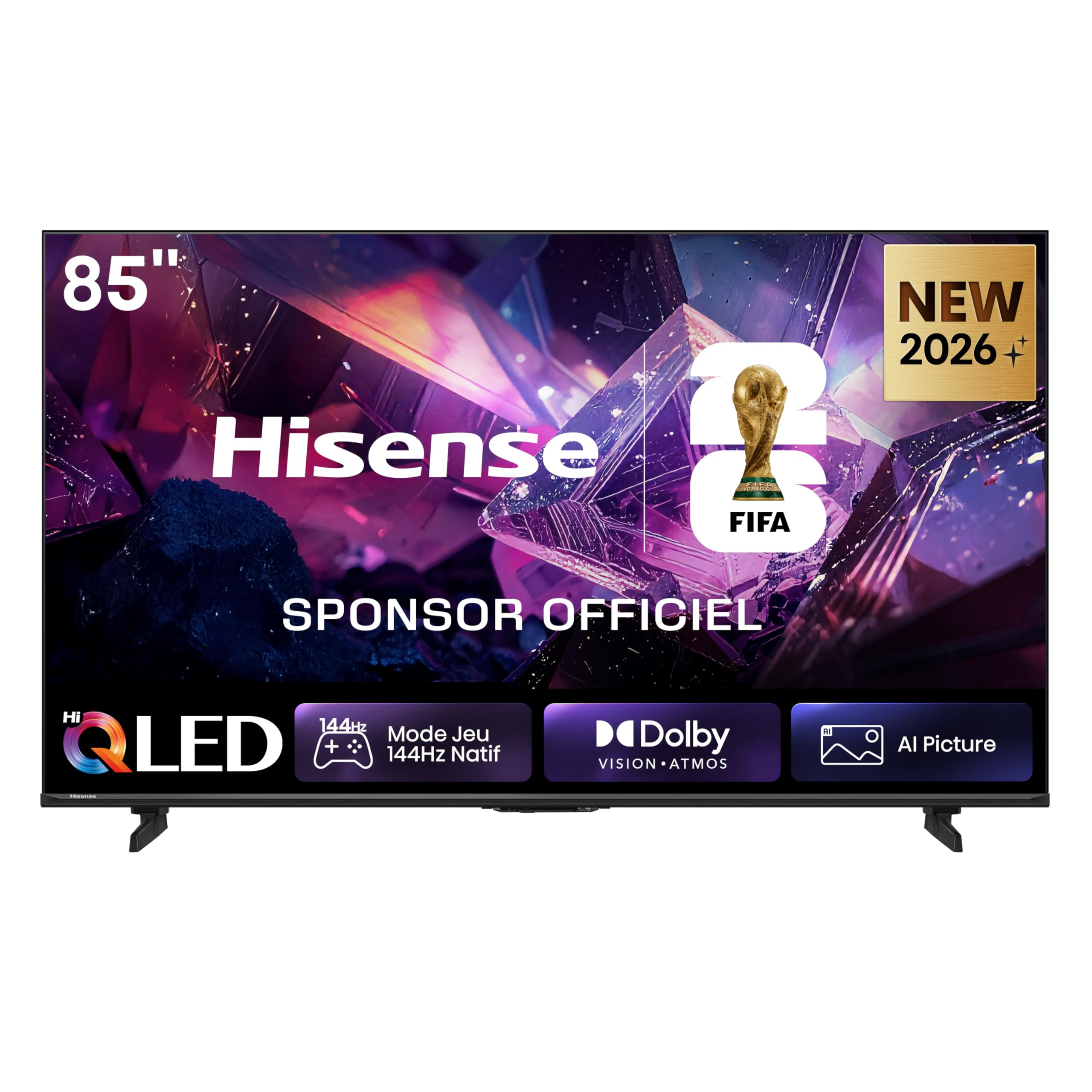 Hisense 85E7S Pro – Hi-QLED Smart TV 85 Pulgadas, Modo Juego 144 Hz Nativos, Hi-QLED Color, Dolby Vison.Atmos, Imágenes IA, Smooth Motion IA, AMD FreeSync Premium Pro, HDR10+Gaming