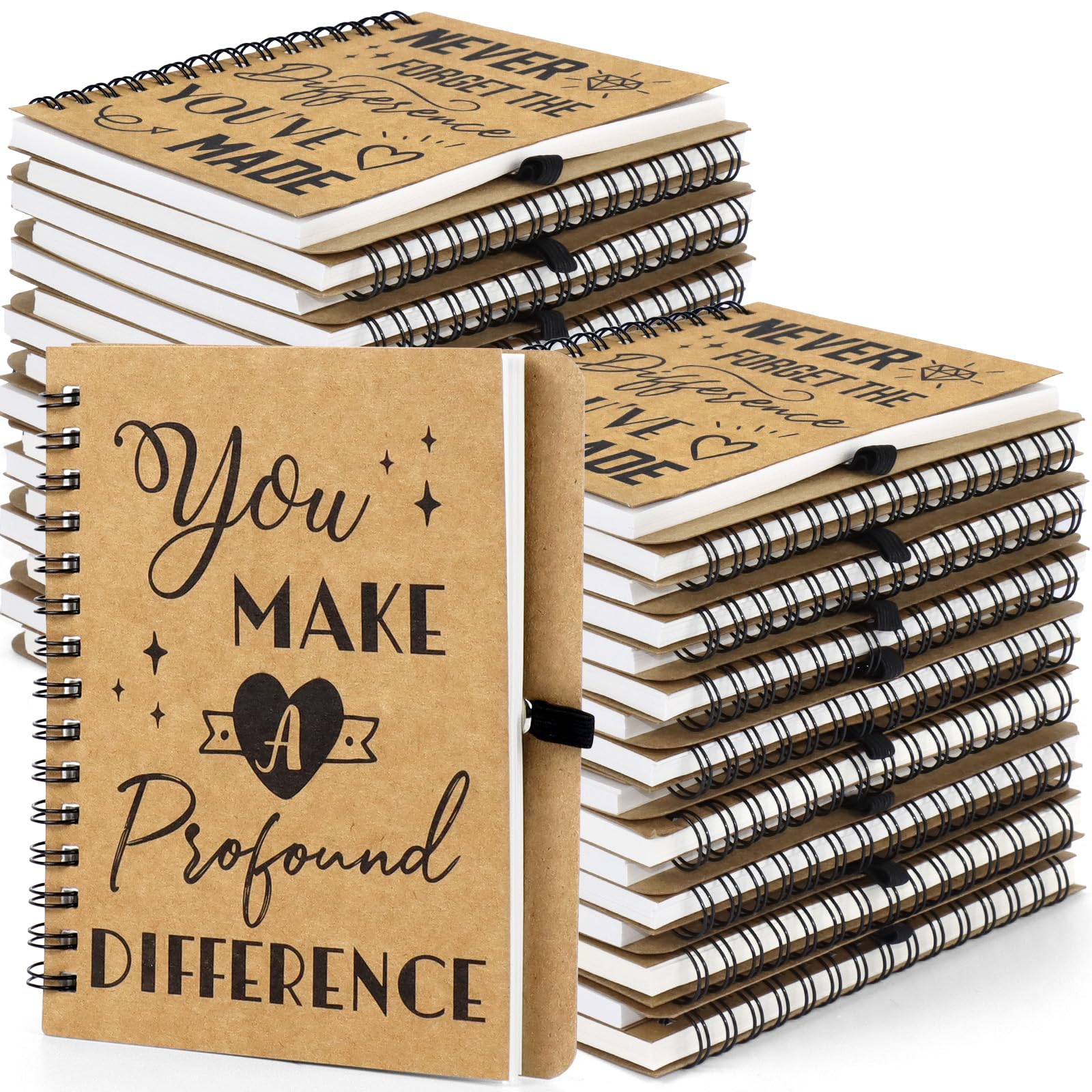 32 Pack Inspirational Pocket Notebooks, Kraft Cover Wirebound Notepads Bulk