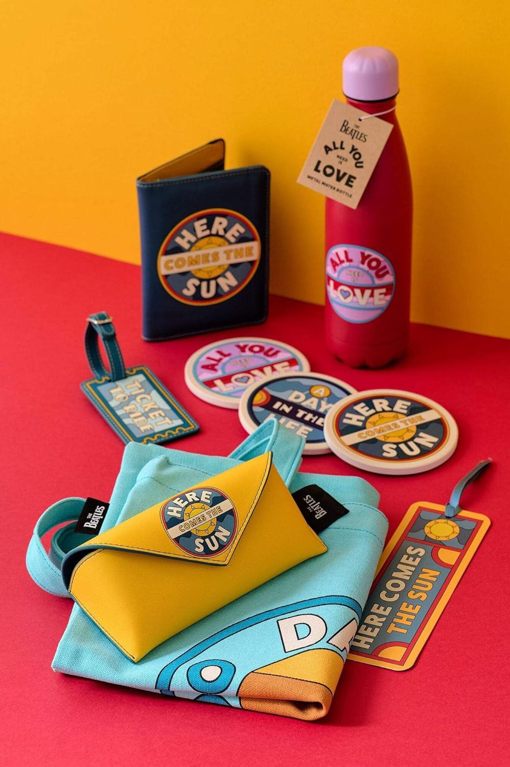 Half Moon Bay All You Need is Love -The Beatles - Red/Pink 16 Ounce (500ml) Double-Walled Stainless Steel Sports Water Bottle, WTRBBTS02