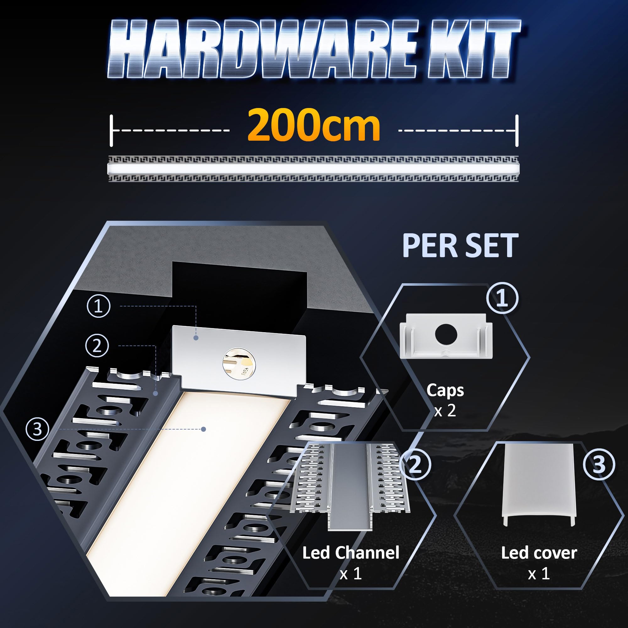 15 x Profilo Alluminio per Strisce LED 2M, Profilo Cartongesso per Barra Led, Installazione Superficiale per Illuminazione Indiretta del Soffitto, Compatibile con Diffusore Led e Canaline led
