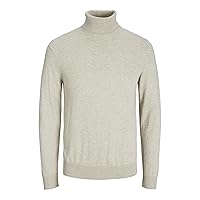 JACK & JONES Jjeemil Knit Roll Neck Noos Dolcevita, Avorio (Oatmeal Detail: Melange)
