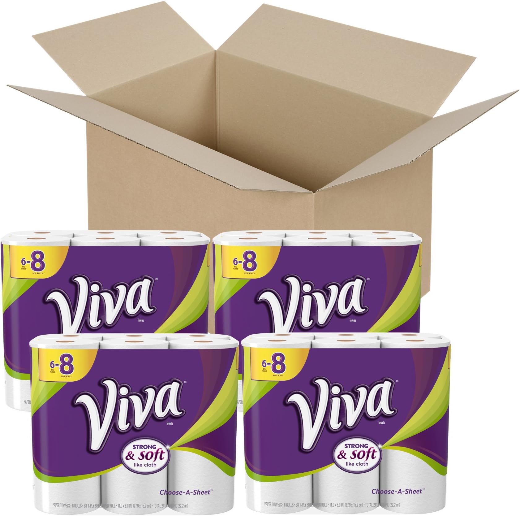 Choose-A-Sheet Paper Towels, White, Big Roll, 6 Roll (Pack of 4)