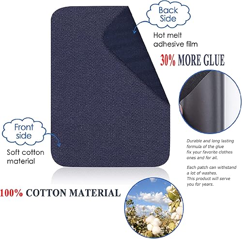 Miniatura 3 de 12 parches de tela para planchar en el interior y el exterior, pegamento fuerte, parche de reparación 100% algodón para ropa y pantalones,