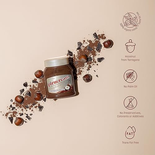 Miniatura 3 de Pirucream Chocolate y avellanas para untar deliciosa salsa de cacao cremoso orgánico suave, sin aceite de palma para galletas de gofre, malvaviscos,