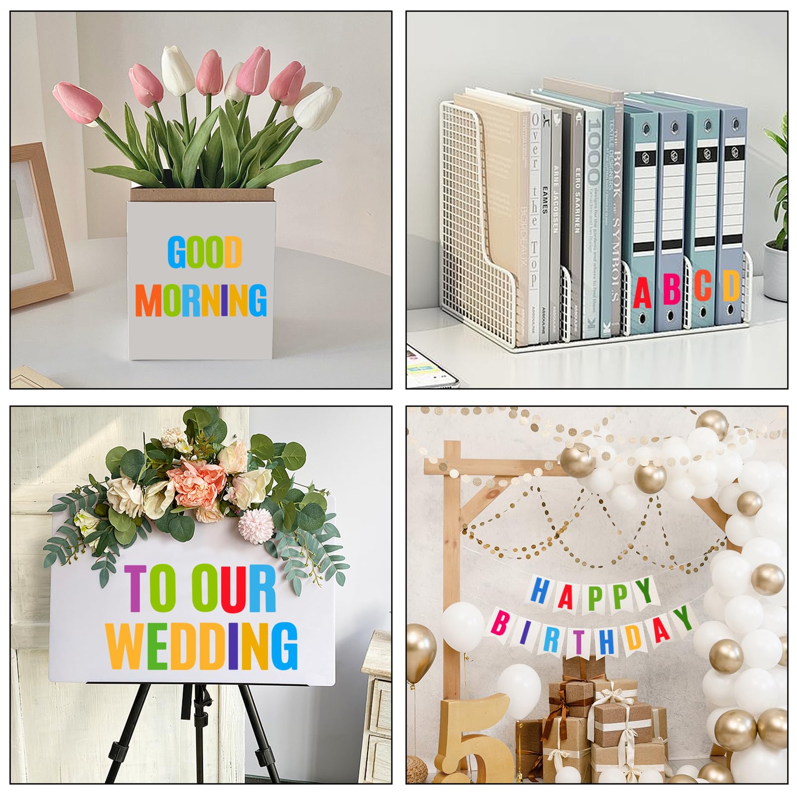 GETRICH Lettre Autocollantes, 15 Feuilles Lettres Adhesives Imperméables, Autocollants Alphabet en Vinyle Imperméable pour Boîte Aux Lettres, Panneaux, Voitures, Numéro D'adresse, Portes