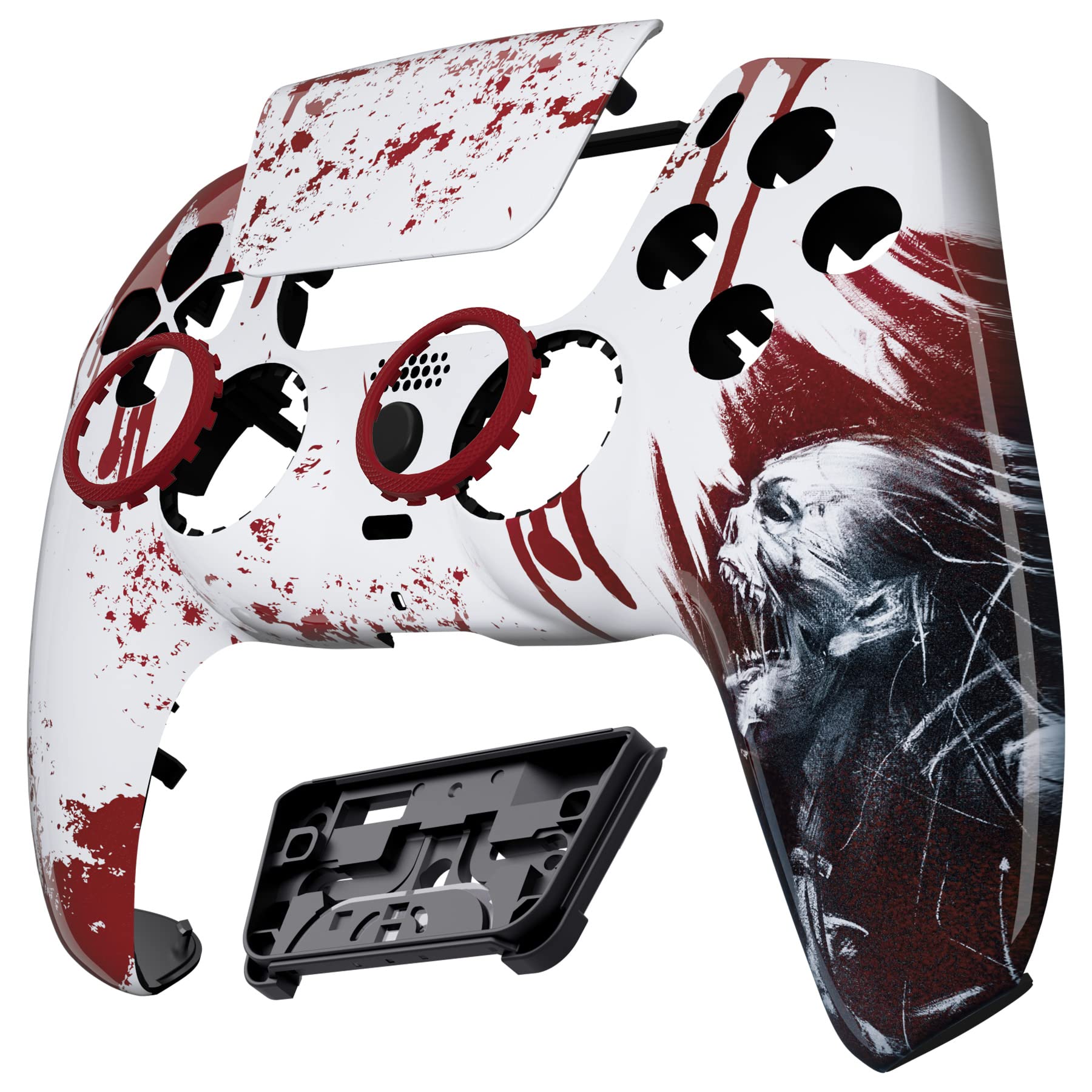 eXtremeRate Luna Coque Manette pour ps5 BDM-010/020/030/040/050,Façade pour ps5 Controller avec Pavé Tactile-Zombie de Sang - 5
