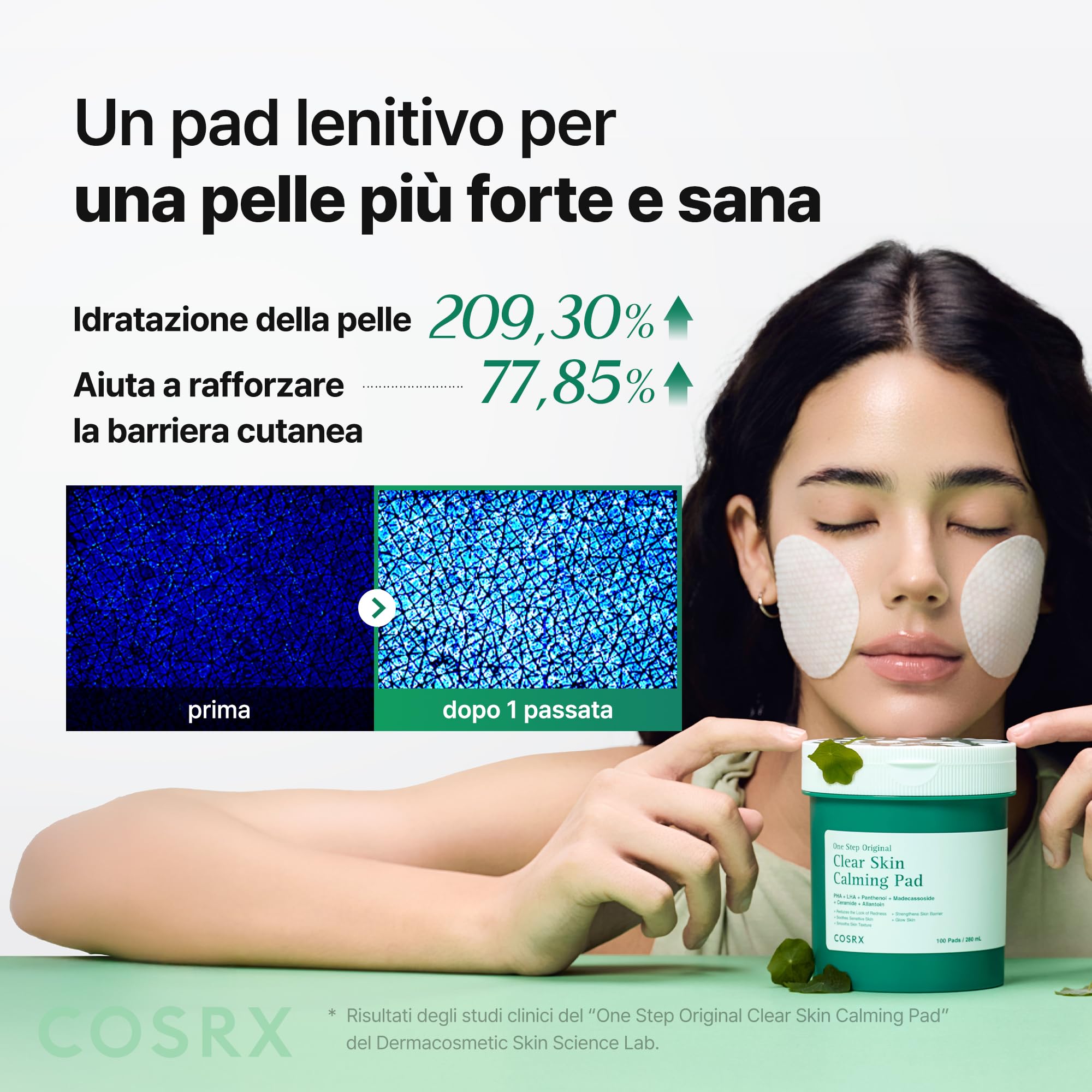 COSRX OneStep Original Clear Skin Calming Pad, 100 Pads, Dual Side Face Pad for Soothing, Barrier Strengthening & Gentle Exfoliation with 82% Green Tea Water, Cica, PHA, LHA, Korean Skin Care