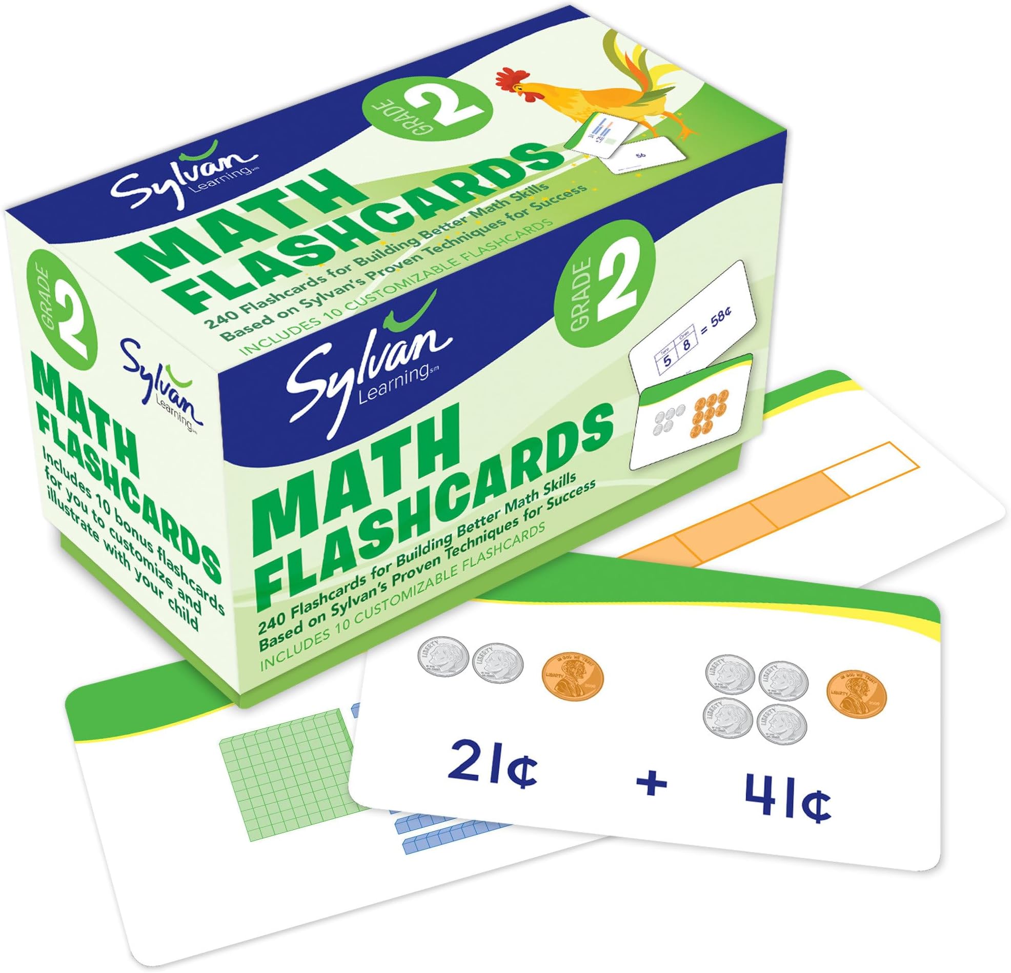 2nd Grade Math Flashcards: 240 Flashcards for Building Better Math Skills (Place Value, Comparisons Rounding, Addition & Subtraction, Fractions, Measurement, Time, Money) (Sylvan Math Flashcards) Cards – April 9, 2013