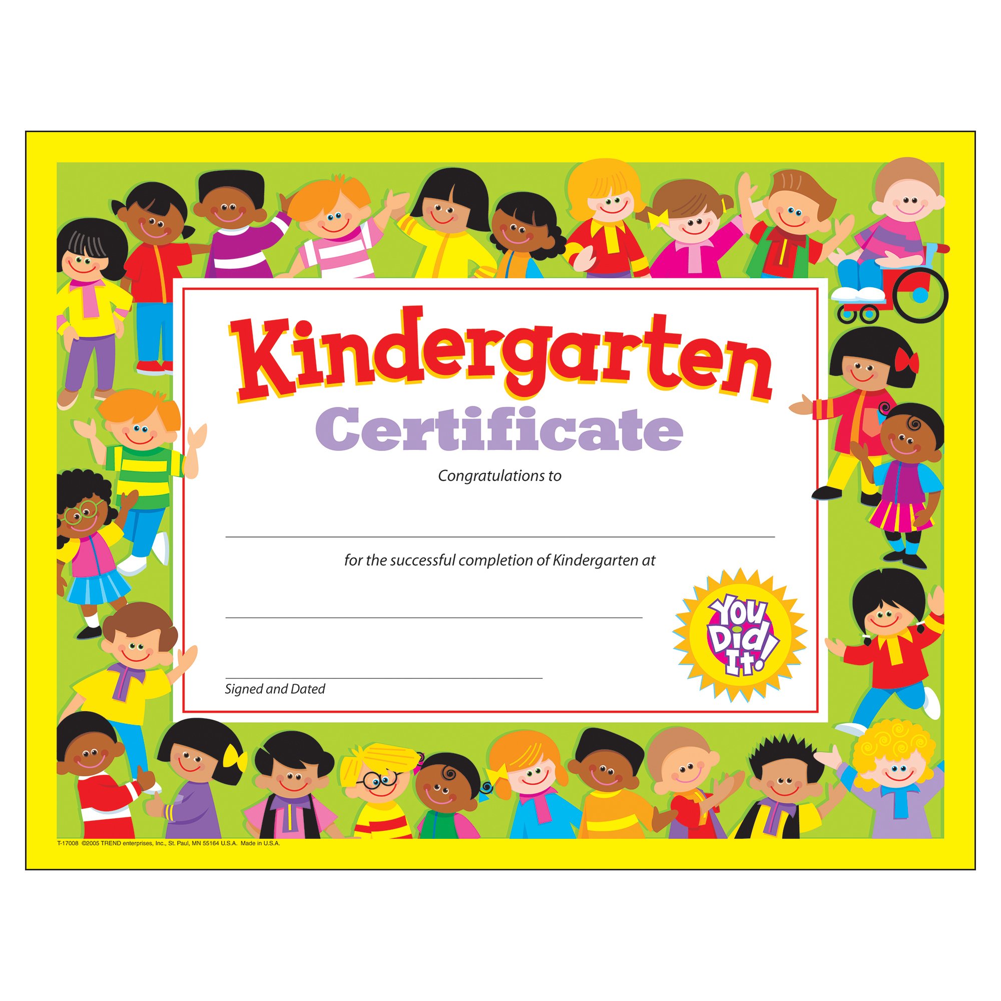 Amazon.com : TREND enterprises, Inc. Kindergarten Certificate, 30 ct : Blank Certificates : Office Products